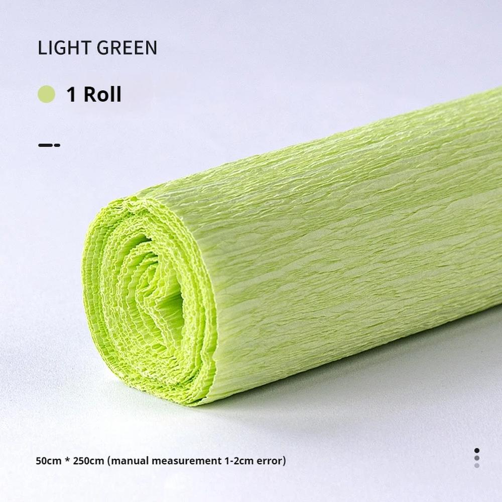 컬러 수제 크레페 종이 롤 접기 주름 공예 DIY 꽃 홈 장식 포장 선물 20 색 02 1 roll light green 1개