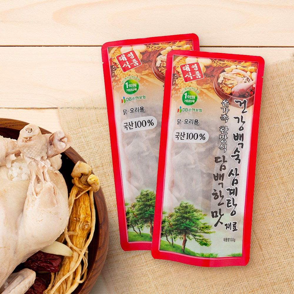 태영식품 건강백숙 삼계탕재료 한방재료 담백한 맛 티백형 100g x 3팩 3개