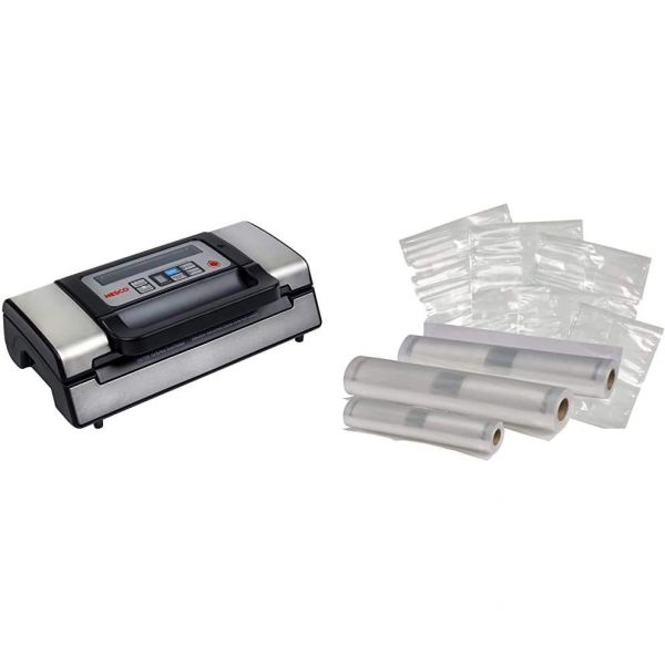 네스코 네스코 네스코 디럭스 푸드 진공 실러 130와트 키트 가방 뷰잉 리드 컴팩트 Vacuum Sealer Rolls 1개 VS-12