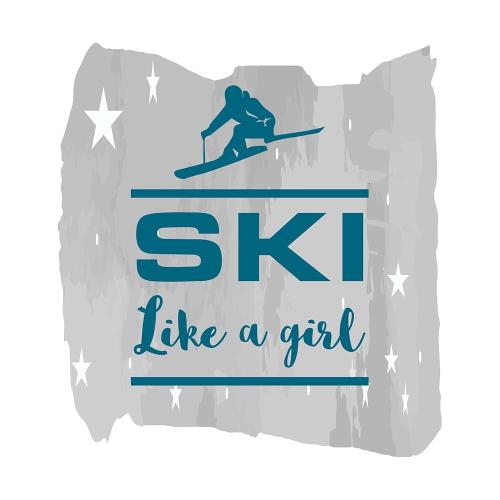 Ski Like a Girl Outdoor Sports Lover Skiing Quote Wall Decal Wall Art Sticker Designs Vinyl