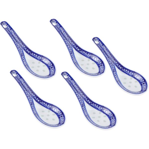 중국 수프 스푼 라면 5PCS 세라믹 일본식 완톤 소바 라이스 포 라멘 가정용 레스토랑용 5개