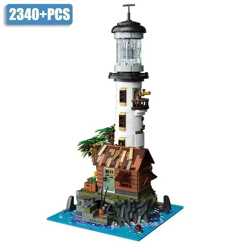 도시 MOC 낚시 마을 등대 미니 사이즈 빌딩 블록 DIY 어부 오두막 모델 벽돌 장난감 어린이 선물 2340 개