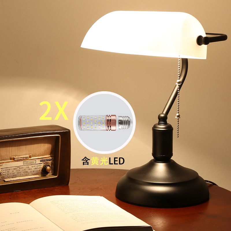 빈티지 뱅커스 램프 앵글포이즈 클램프 뱅크스탠드 조명 2x12W LED 전구 흰색덮개