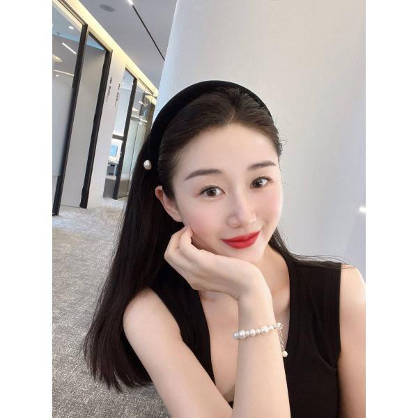 FABULOUSTIME 프렌치 아로마 하이 벨벳 펄 헤어밴드 가을 겨울 두루두루 머리띠