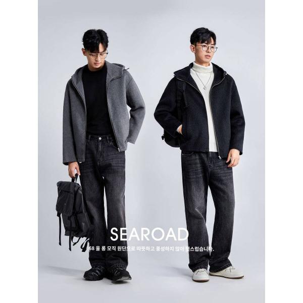 마린로드 모직 후드 점퍼 남성 가을 겨울 68 울 리버시블 후드 캐주얼 숏 코트