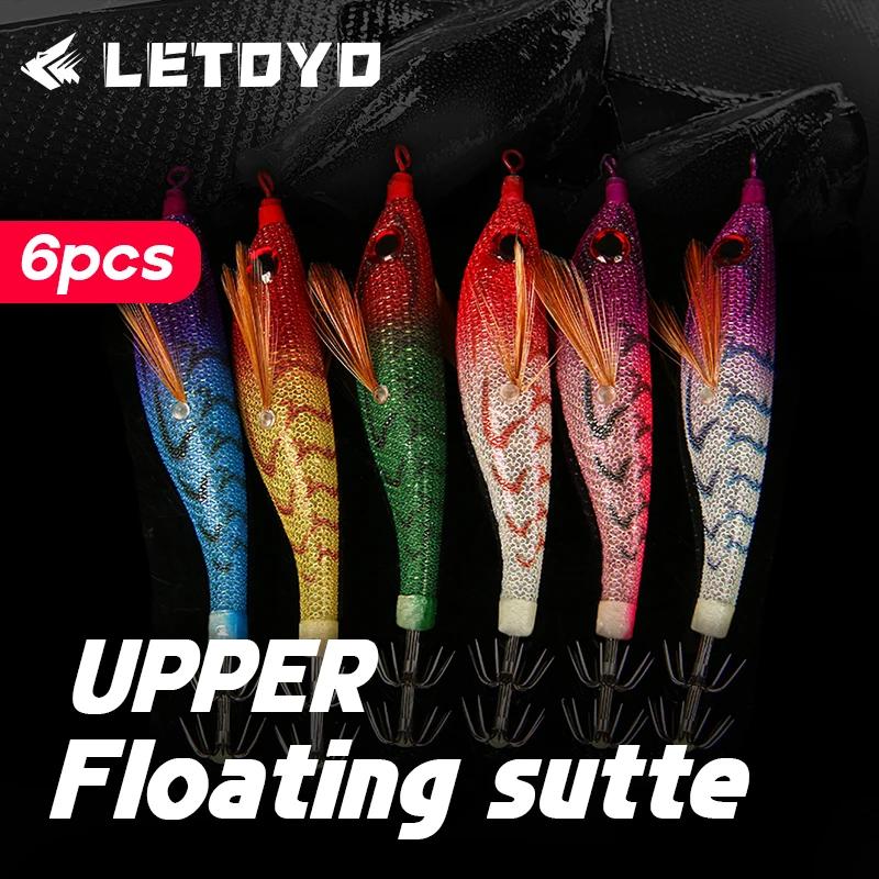 LETOYO 6개 UPPER 플로팅 오징어 미끼 루미너스 지그 인공 웹풋 문어 바다 낚시