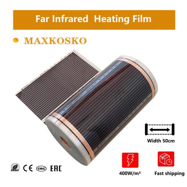 MAXKOSKO 원적외선 난방 필름 전기 바닥 시스템 너비 400W m2 220V 홈 온난화 호일 매트 Made In