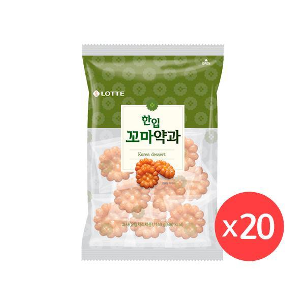 롯데웰푸드 학교 어린이집 야유회 탕비실 기린이네 한입꼬마약과 20봉 식사대용 140g 1개