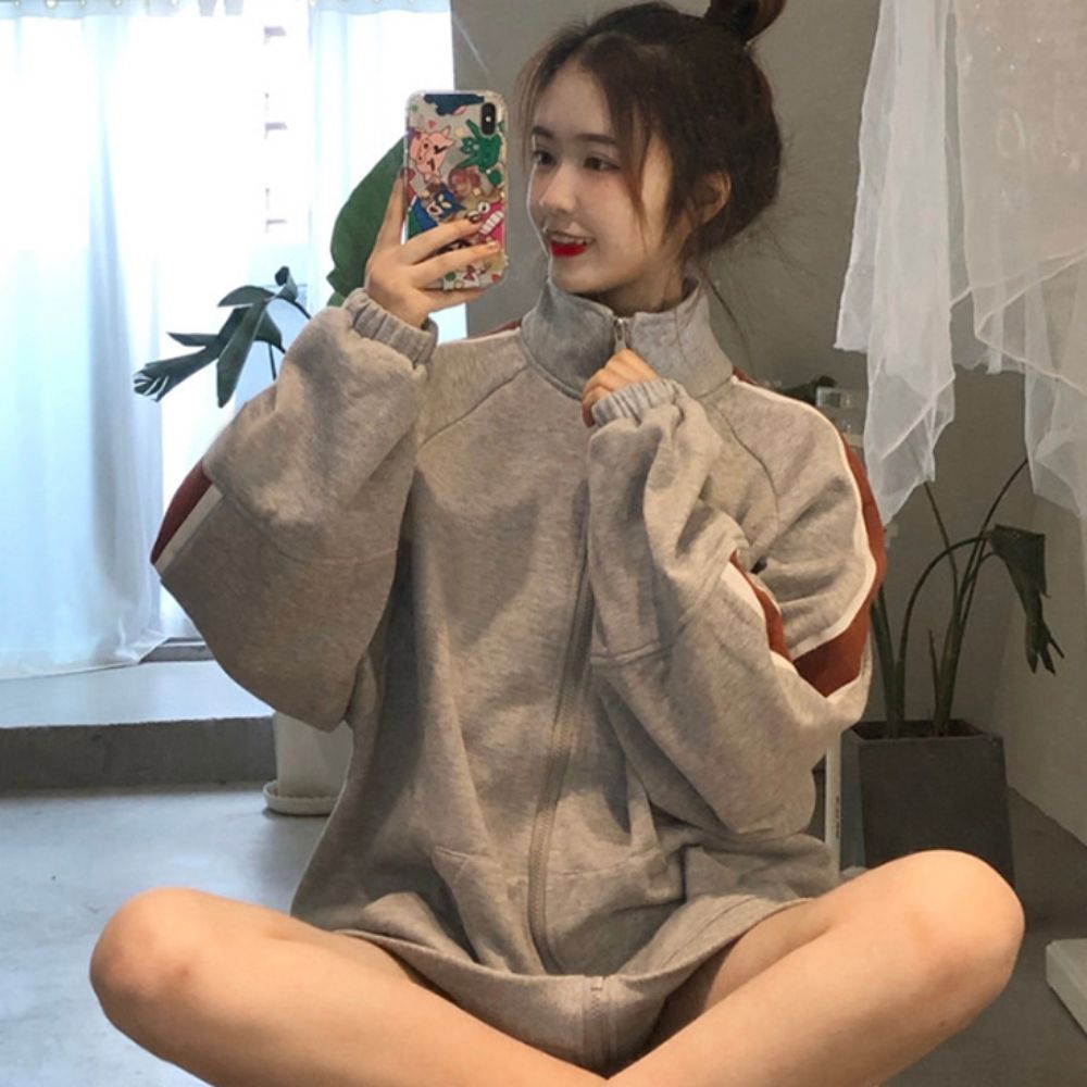여자 2컬러 캐주얼 봄 가을 루즈핏 간절기 집업점퍼