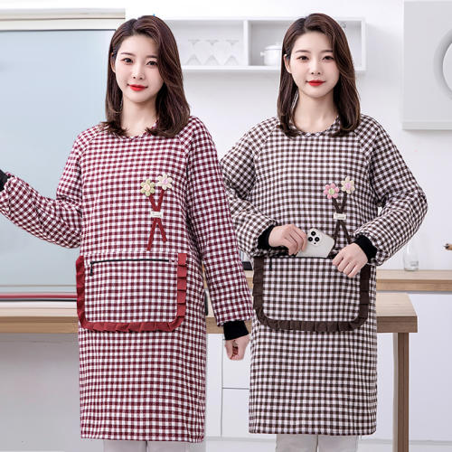 앞치마 원피스 작업복 집 식당 주방 남자 홀 바리스타 가정용 요리 두꺼운면 여성 긴팔 작업 방오 역
