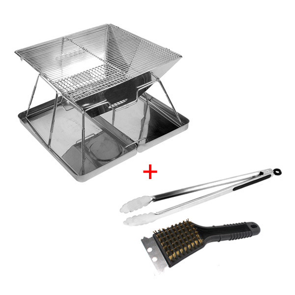 NOMADE NOMADE 스텐 미니화로대 BBQ 숯집게 브러쉬세트 바베큐그릴 1개 TLB5H