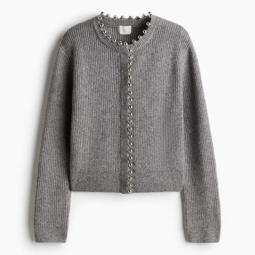 H&M 에이치엔엠 비즈 파인니트 가디건 GRIS JASPEADO 1257959002