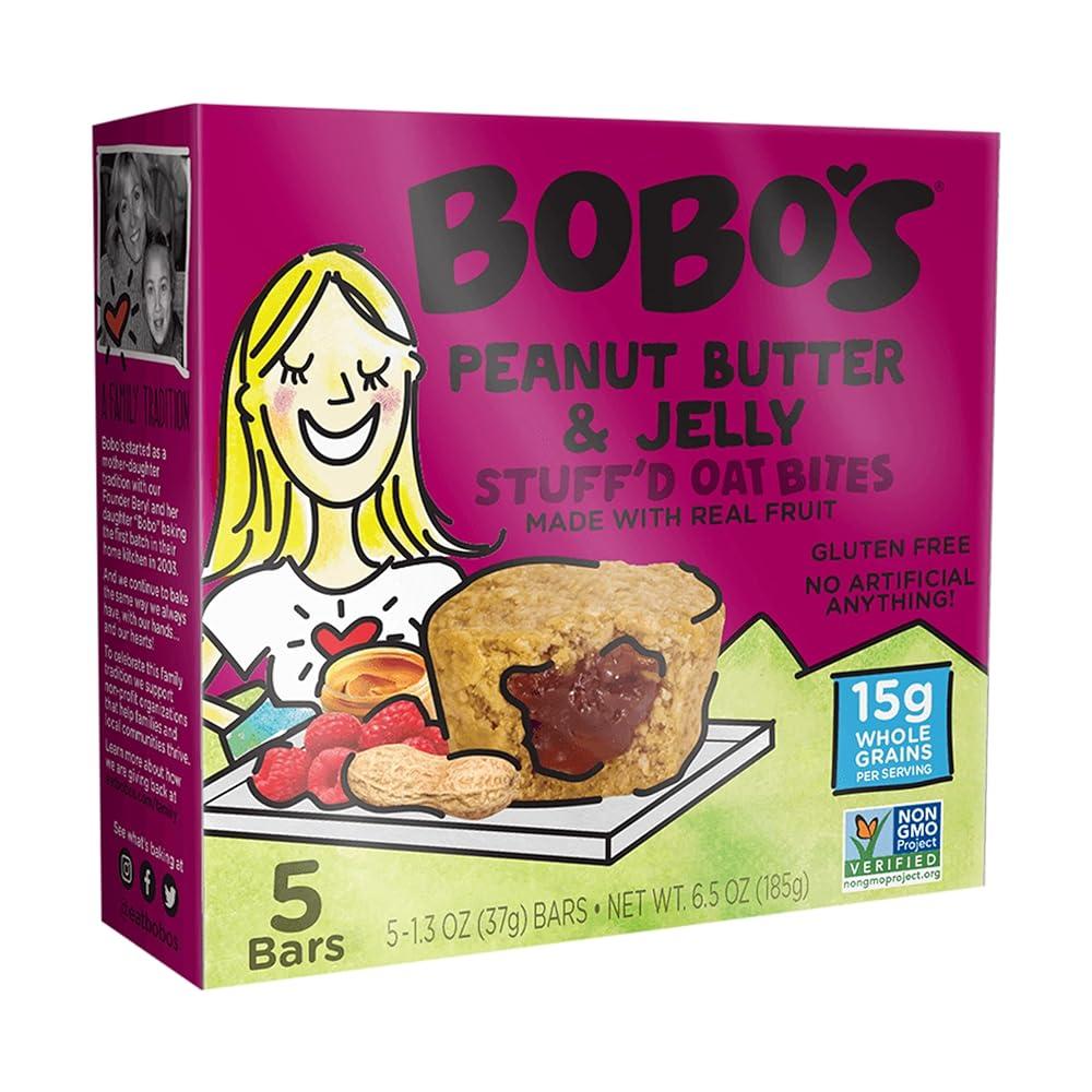 Bobos Oat Bites 땅콩 버터 젤리 충전재 36 9g 1 3온스 5개입 상자 -217