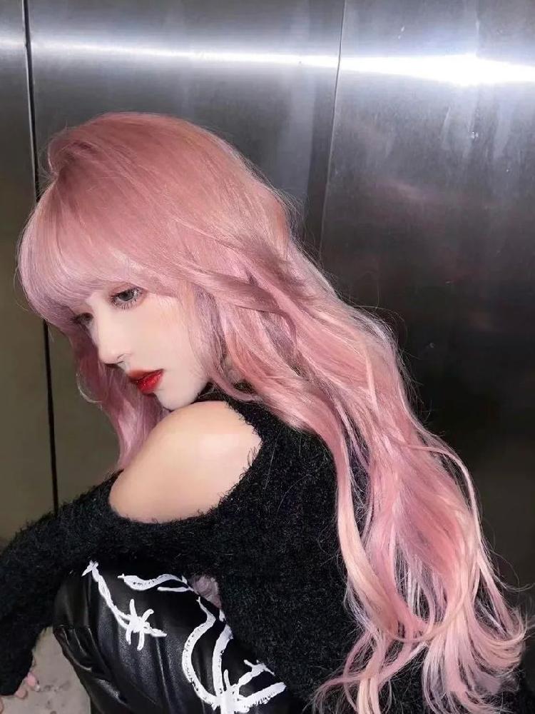 에어뱅 풀뱅 자연스러운 긴머리 웨이프 펌 가발 고열사