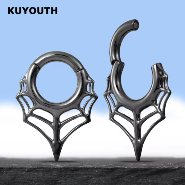 타임딜 KUYOUTH 스파이더 웹 귀 무게추 귀걸이 게이지 확장기 구리 자석 바디 피어싱 쥬얼리 2 개