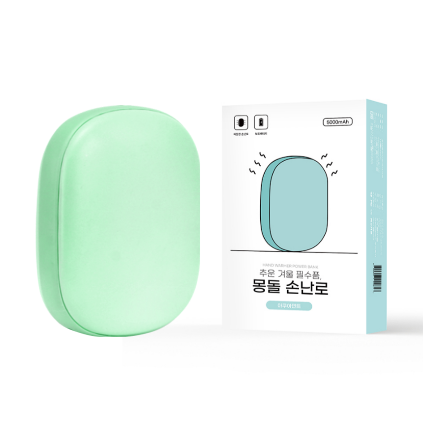 텐교 텐교 충전식 손난로 보조배터리 5000mAh 핫팩 휴대용 전기 전자 usb 충전 아쿠아민트