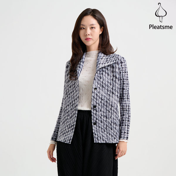 플리츠미 플리츠미 마름모 패턴 빅카라 자켓 PPJKF023016
