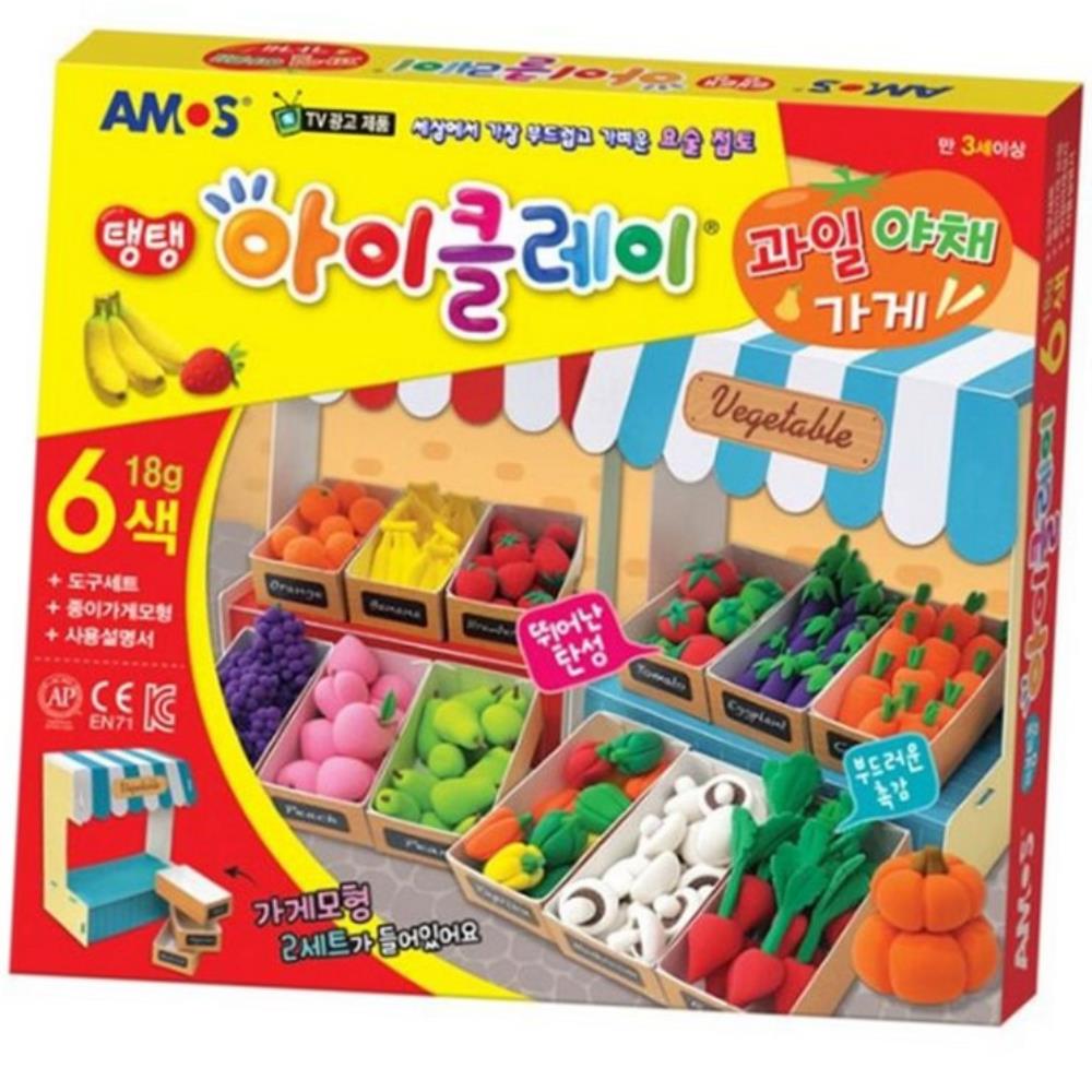 아모스 탱탱 아이클레이 세트 어린이 점토 장난감 과일 6색