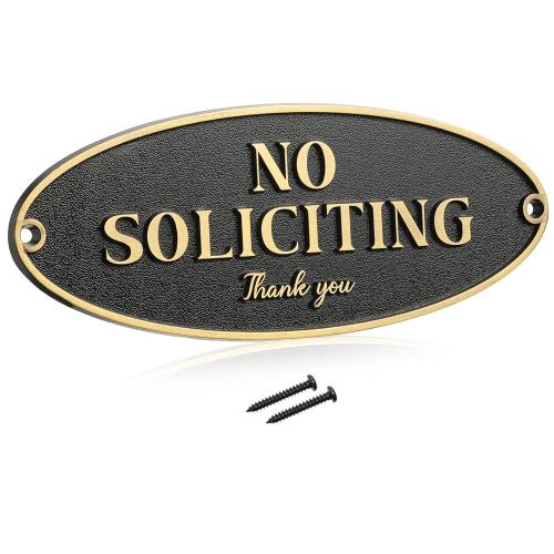 Wonderjune No Soliciting Thank You 사인 현관용 황동 표지판 명판 금속 간판 홈 데코 액세서리 문 또는