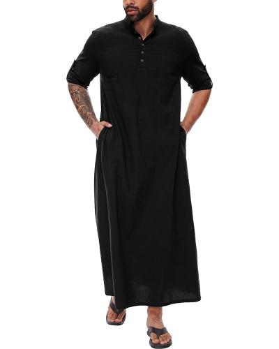 YAOHUOLE Kaftan 남성용 버튼 다운 이슬람 토브 아라비아 로브 남성용 X-Large 113774