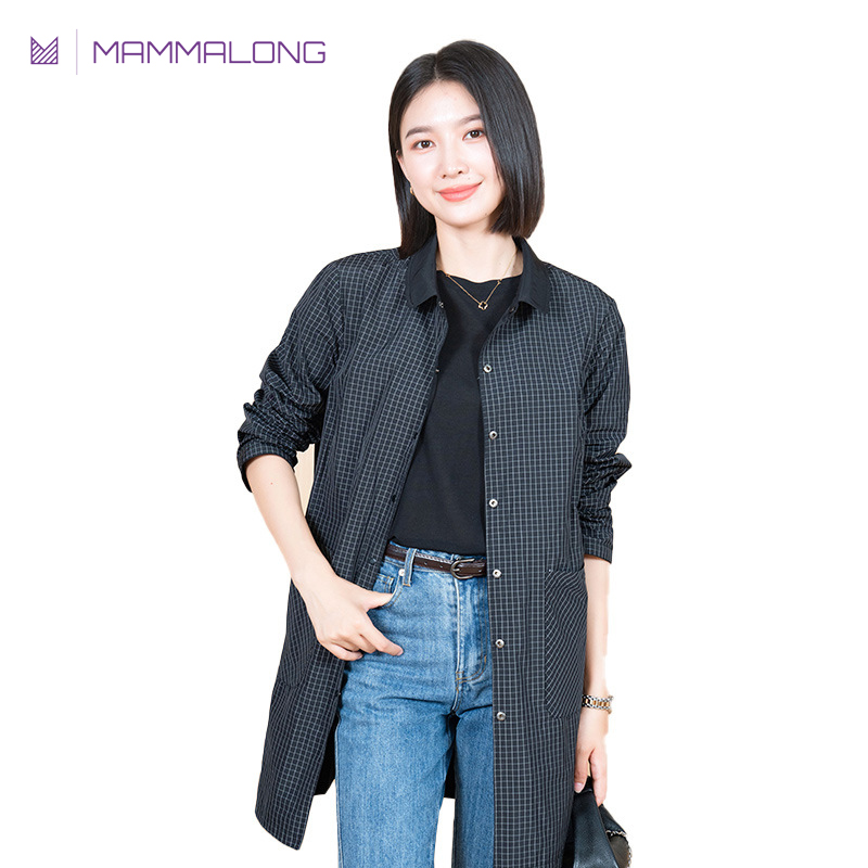 맘마롱 엄마옷 고급 봄 가을 롱 자켓 카라넥 청