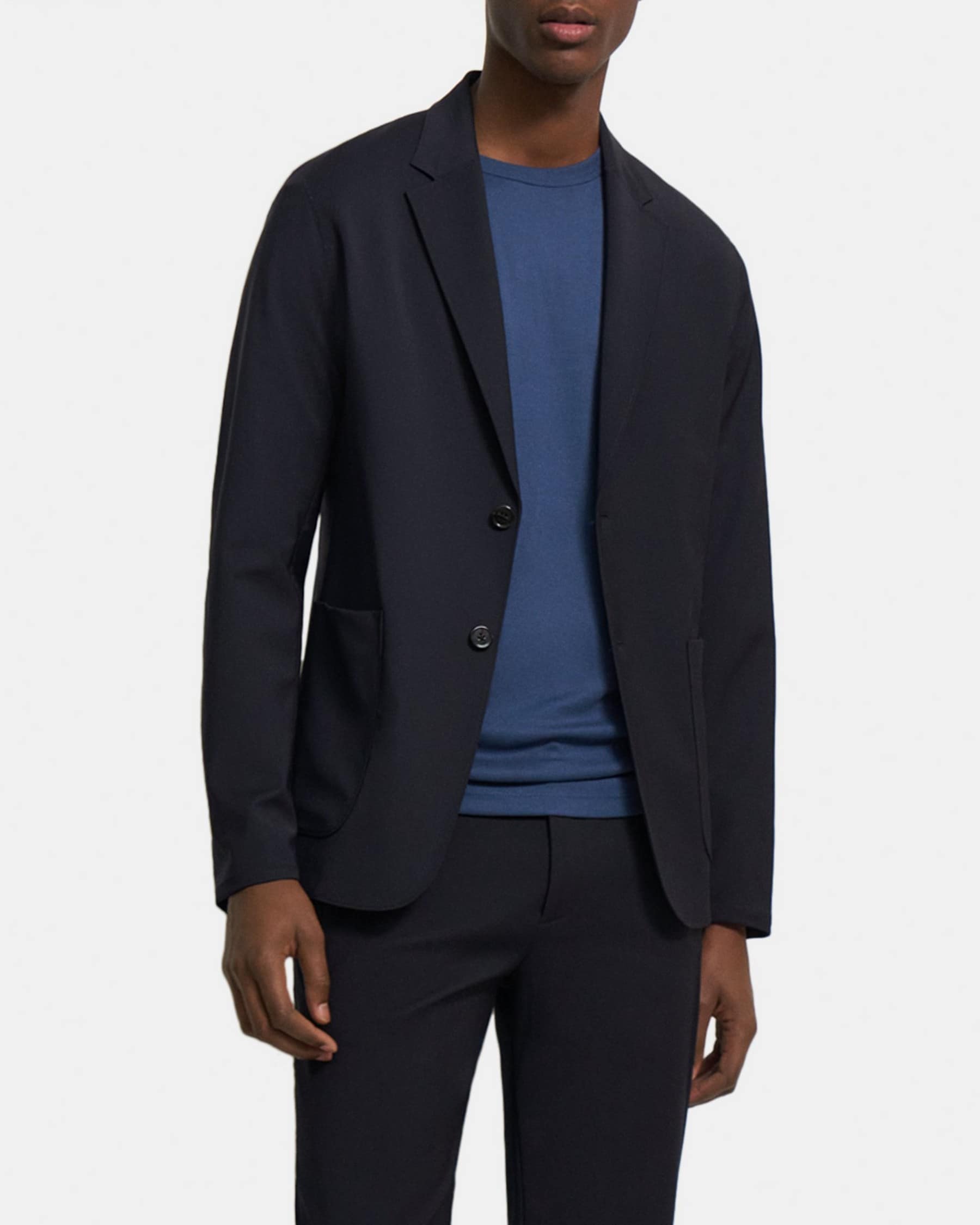 띠어리 6021950 띠어리 Unstructured Suit Jacket in Bonded Wool Twill - baltic melange