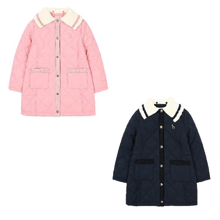 헤지스키즈 헤지스키즈 헤지스키즈 니트 카라 롱 퀼팅 점퍼 s HUF12JP51M