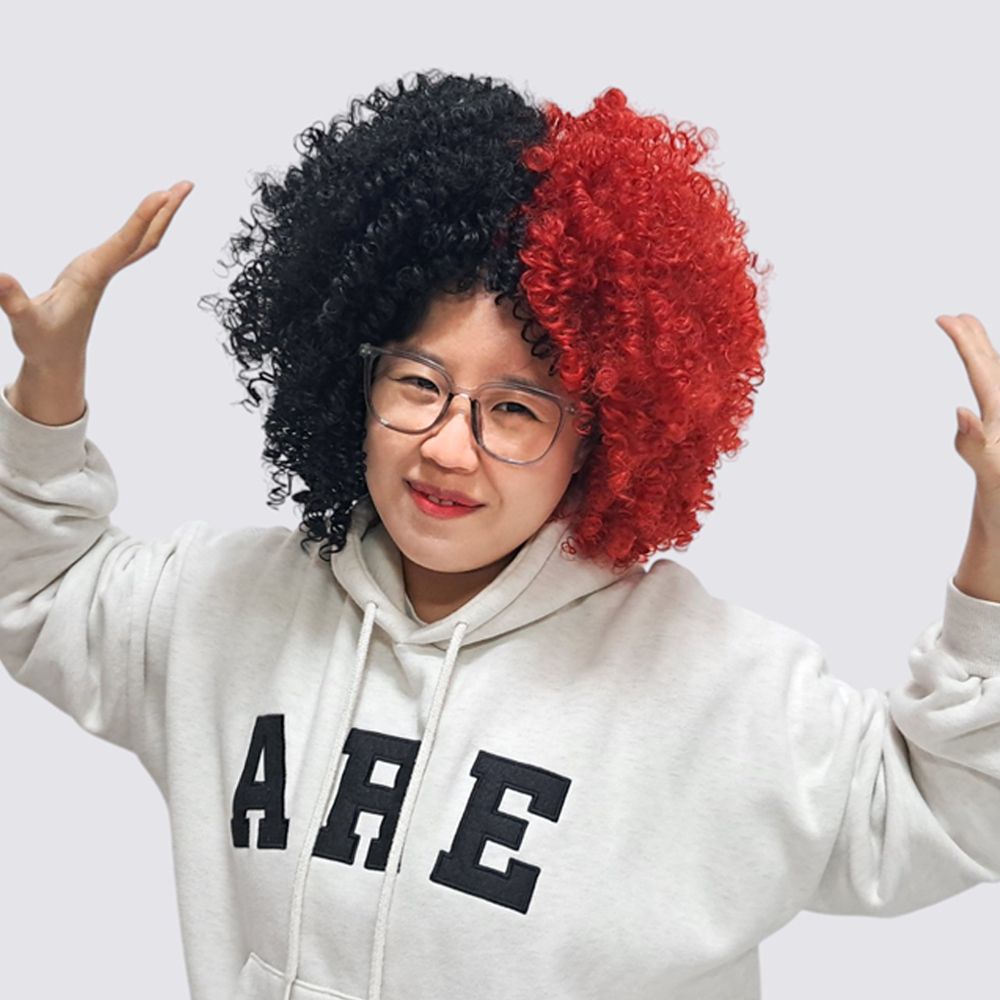 투톤 뽀글이가발 안경 세트