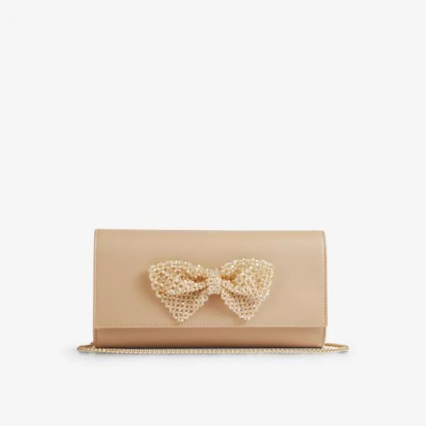 5710173 LK BENNETT Erla bow-embellished leather clutch bag