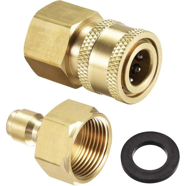 3137428 uxcell 가든 호스 놋쇠 퀵커넥트 세트 이음매 M22x1 5 암나사 워터 커넥터 고압 세척기 어댑터