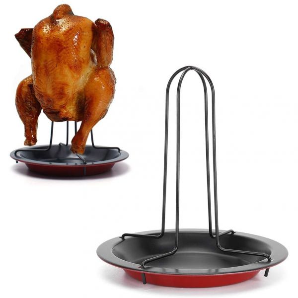 Pilipane 스테인레스 스틸 치킨 로스터 팬이 그릴용 비어 캔 홀더 랙 스탠드 스모커 오븐 BBQ 그릴 리