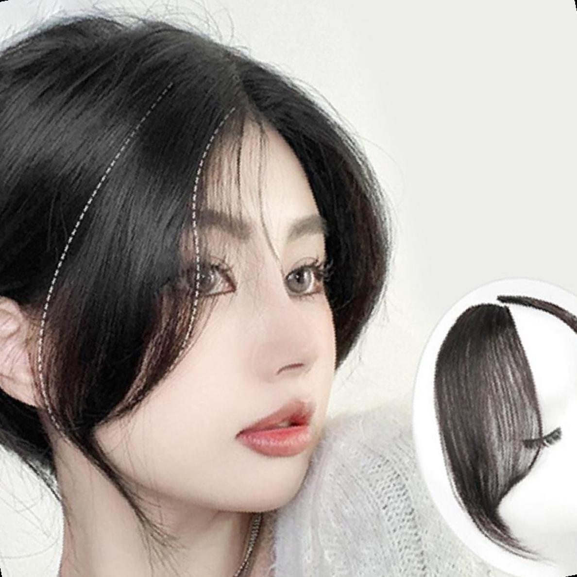 자연스런 앞머리 볼륨 여성 실제모발 부분 가발