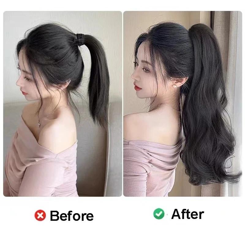 여성용 합성 긴 곱슬 헤어 크랩 클립 온 포니테일 헤어 익스텐션 포니 테일 헤어피스 18