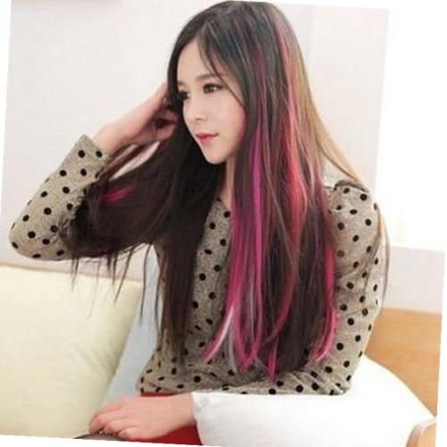 헤어포인트 여성 헤어 컬러 포인트 피스 똑딱이