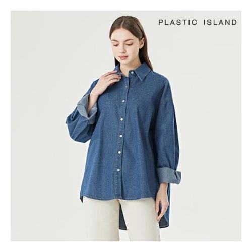 플라스틱아일랜드 데님 롱 셔츠 PQTWB014