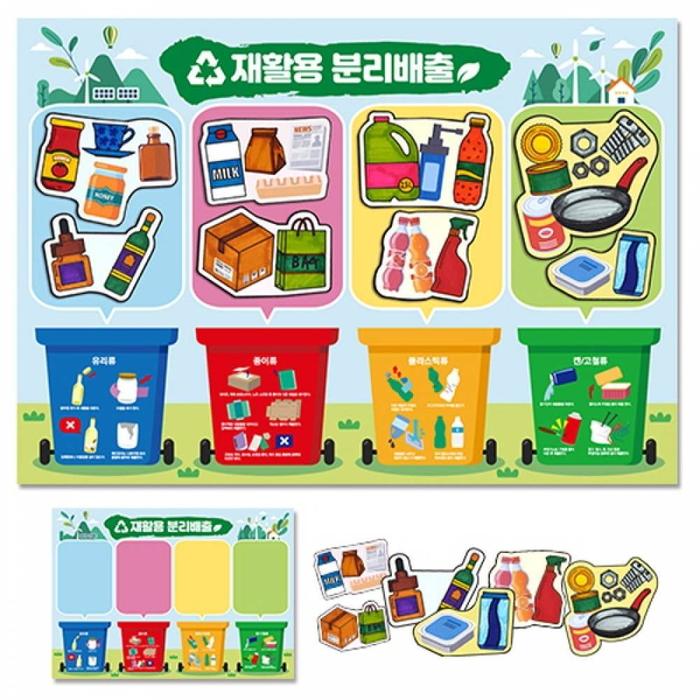 유치원 미술교육 분리수거 안내판 만들기 표지판걸이 꾸미기 재료 유아교구 학교