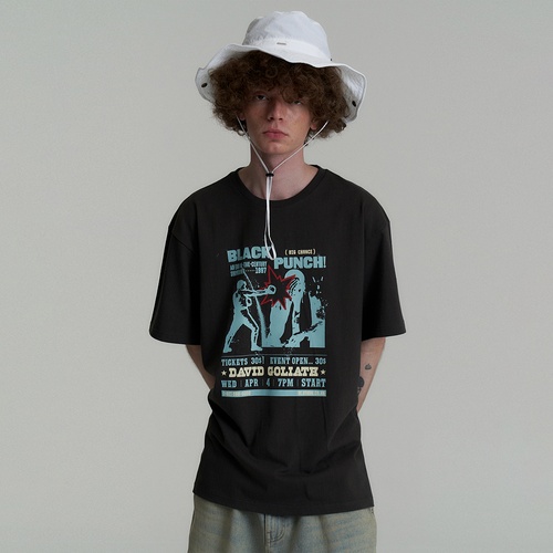 캑터스도넛마켓 Punch T-Shirt - Charcoal