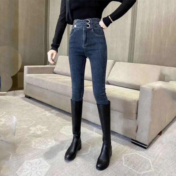 하이웨스트 스키니진 청바지 스트릿 스키니 데님 바지 앵클 디자인 여성 S 35-42kg