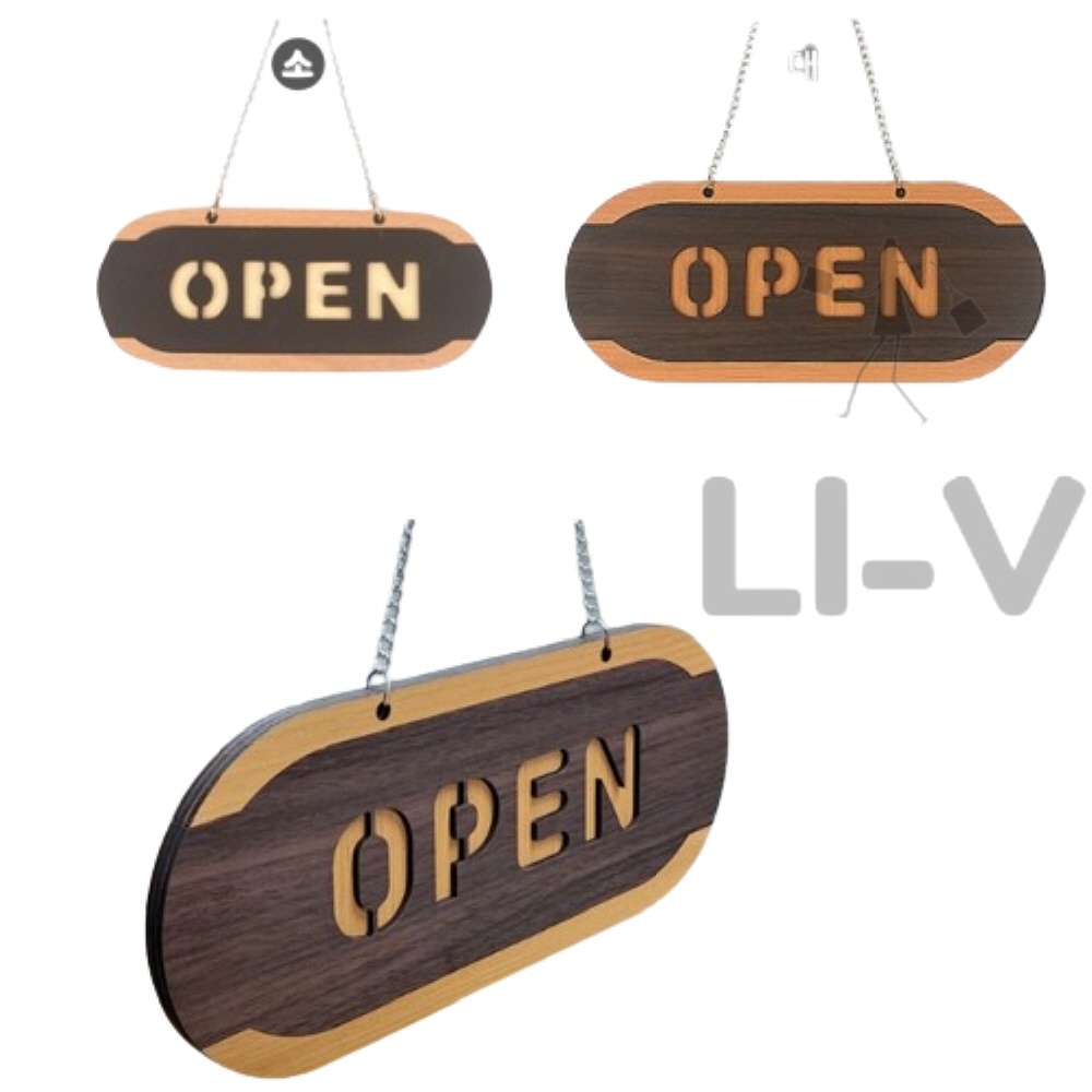 업소 식당 상점 OPEN CLOSED 오픈클로즈 우드 팻말 표지판 사인물 오픈중 간판