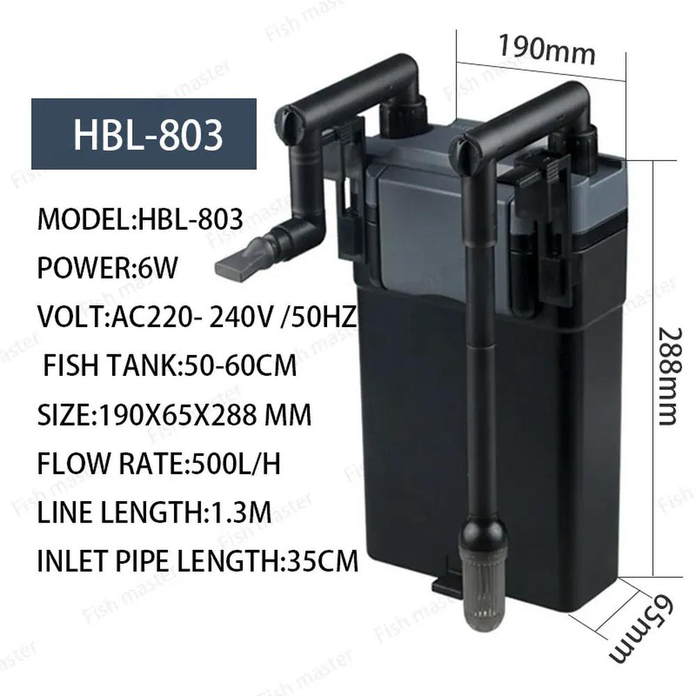 UNKNOWN UNKNOWN 벽걸이 수족관 필터 6W 백 행잉 폭포 풍경 숯 증가 HBL 801 802 803 01 Eu adapter plug 1개