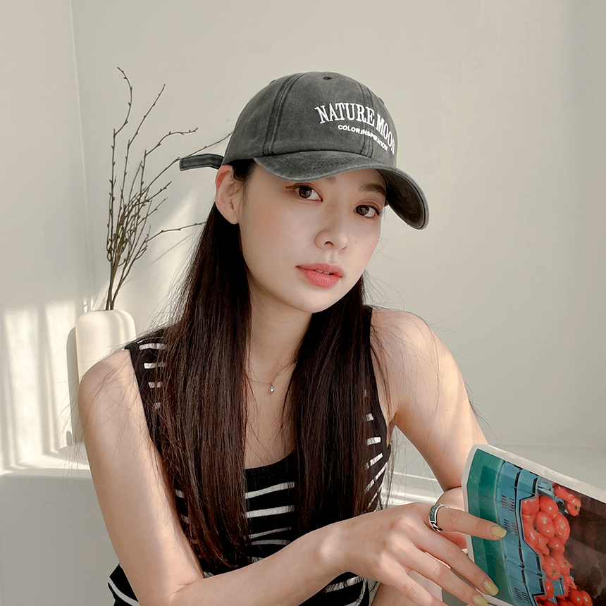 미미샵 빈티지 워싱 볼캡 5컬러 내추럴 코튼 남녀공용 네이쳐 무드 레터링 자수 데일리 모자 빈티지워싱볼캡