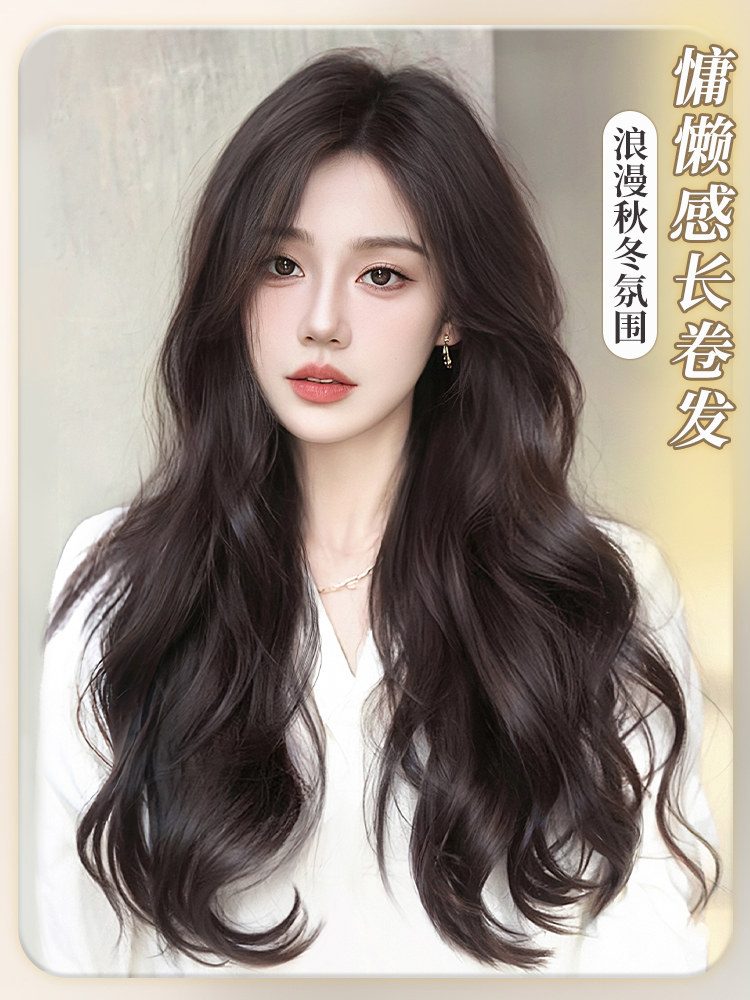 60대 항암가발 여자가발 웨이브 긴머리 인모가발 앞머리 캡모자 그라데이션 포니테일