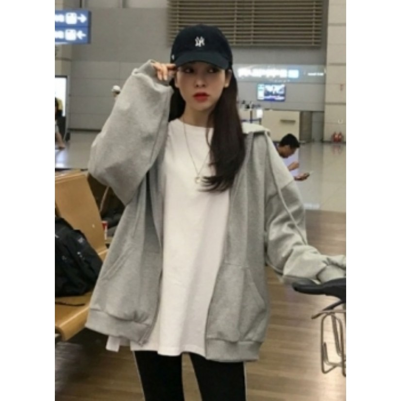 웰데이 여성 2컬러 루즈핏 간절기 후드 집업 교복 후드집업 55