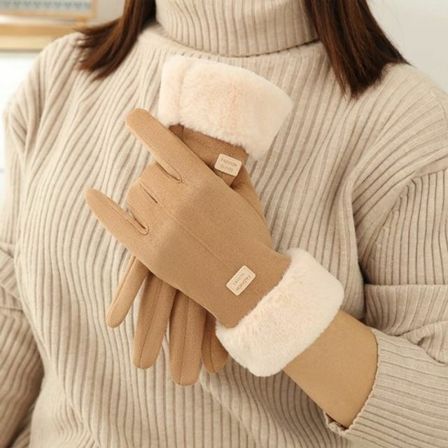 스웨이드 여성 장갑 터치 기모 겨울