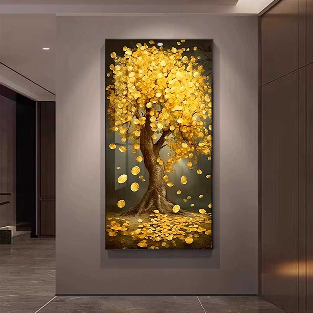 돈들어오는 황금 돈나무 대형 금전수 그림 행운 거실 발재수1 모던블랙 100x200 LED