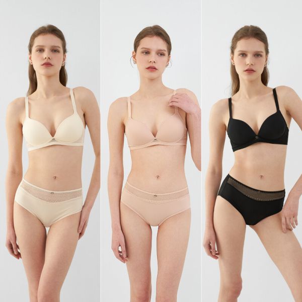 원더브라 원더브라 Wonderbra 노와이어 푸쉬업볼륨 브라 하이웨스트팬티 6종 크림 라이트베이지 T WBW4M192021