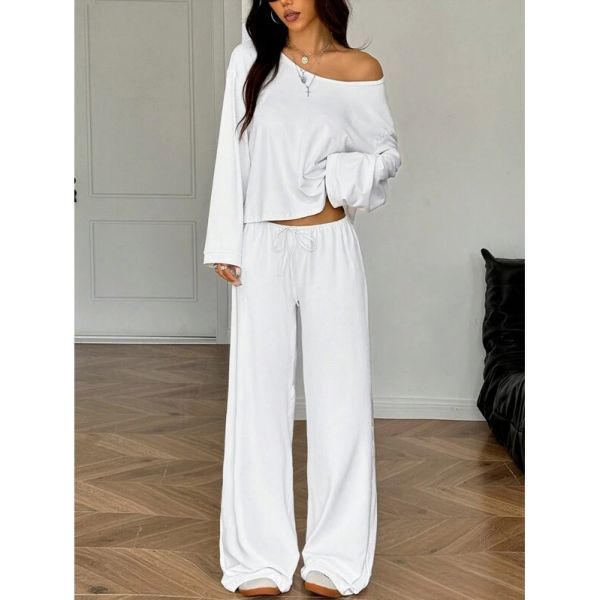 UNKNOWN 멋진여성의 EZwear 2개 여성 캐주얼 솔리드 컬러 긴팔 탑앤팬츠 세트 가을 J 1578575