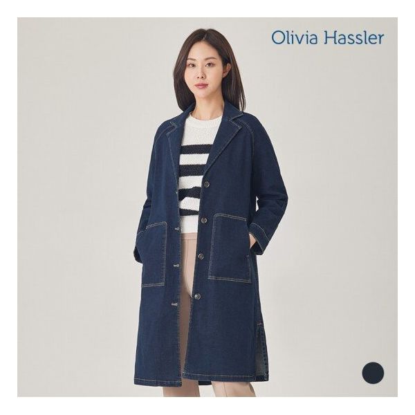 올리비아하슬러 매장정품 올리비아하슬러 숄카라워싱데님롱코트 OHBSCT105 658745