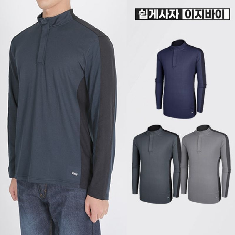 이지바이 아주나이스 남성 겨울용 약기모 집업 긴팔 티셔츠 차콜 095 KP33LT066M
