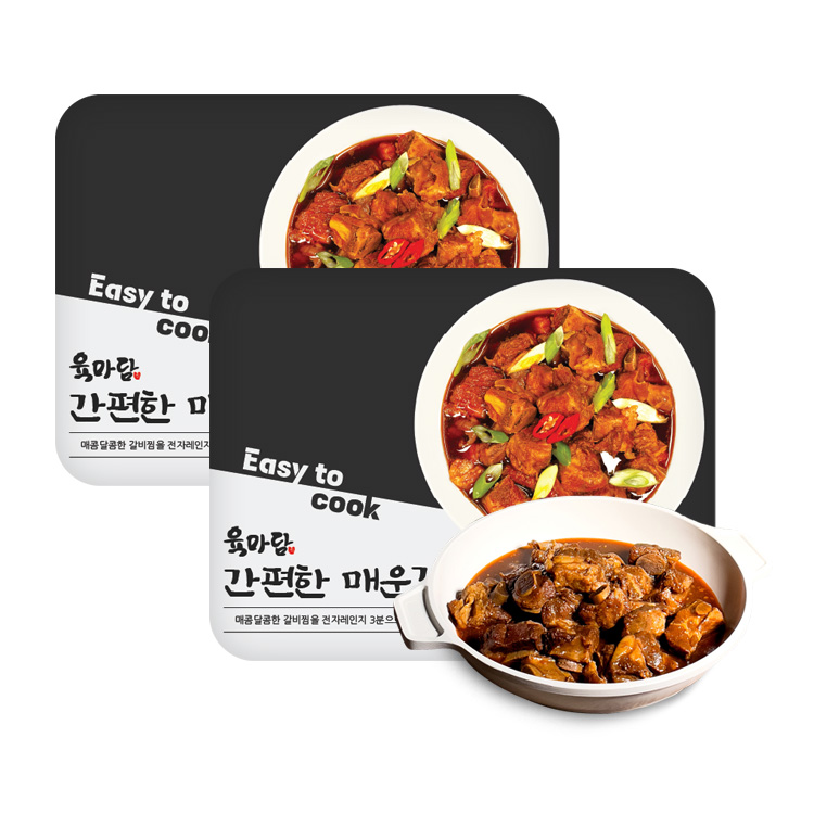 육마담 간편요리 매운갈비찜 미국산 스페어립 500g 2개